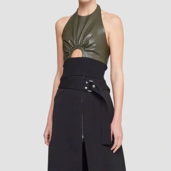 3.1 Phillip Lim Leather Alternative Halter Top Sz 2 Flaw - Picture 2 of 14